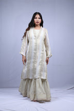 White Suit with grey embroidery