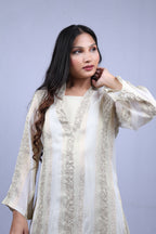 White Suit with grey embroidery