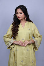 Beige Green Kurta set