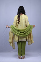 Beige Green Kurta set
