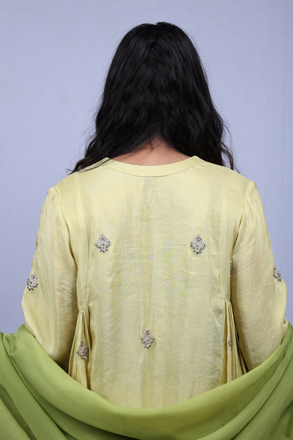 Beige Green Kurta set