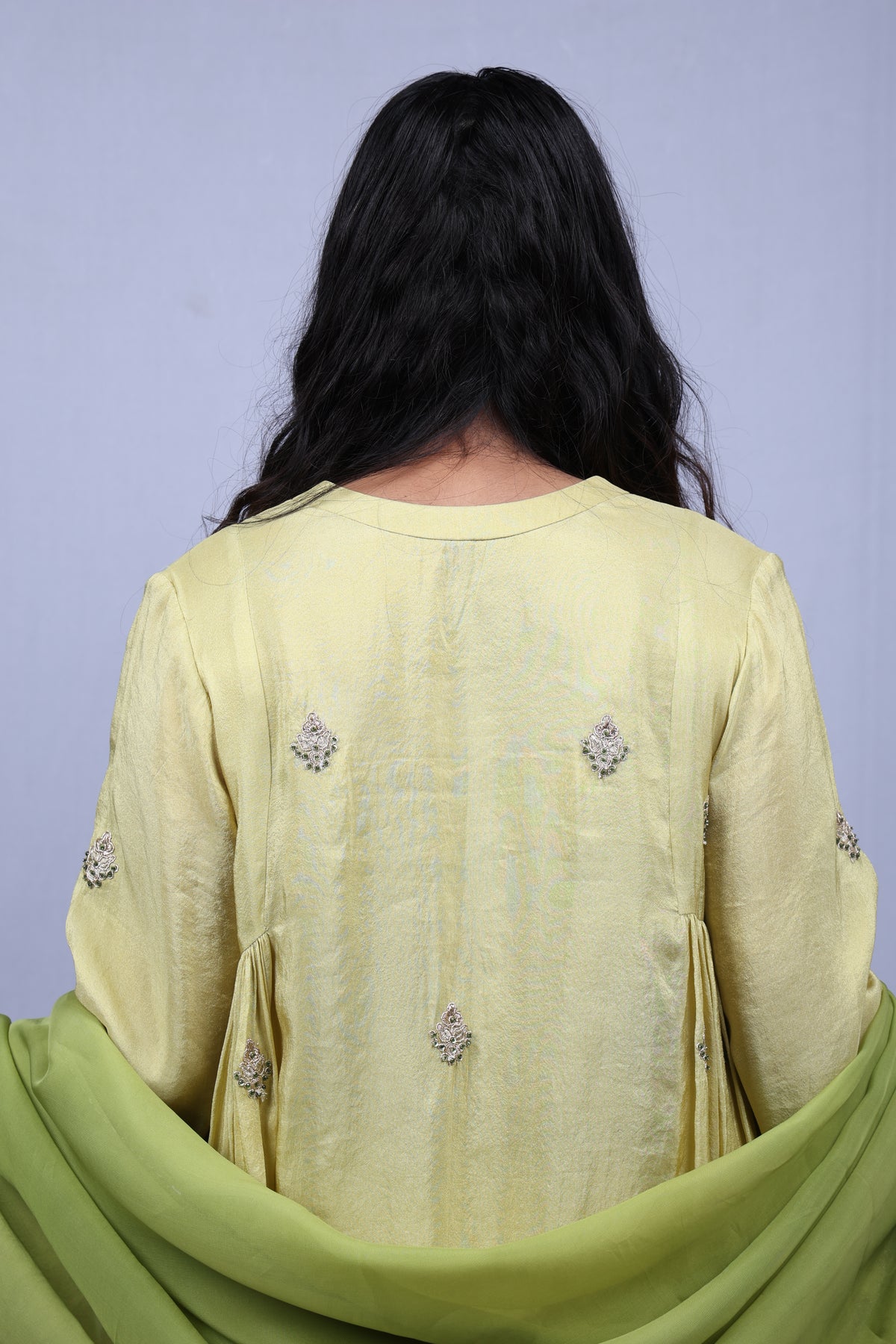 Beige Green Kurta set