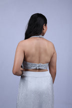 Light Sky Blue Crop Top Dhoti Set