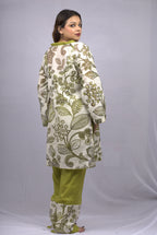 off-white and  mehndi Kurta Set