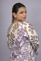 White Purple Kurta Set