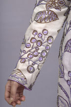 White Purple Kurta Set